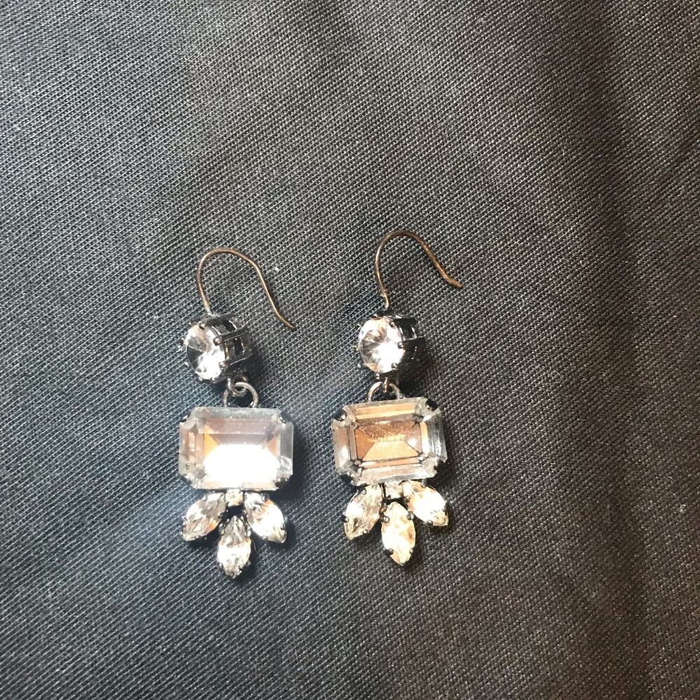 Clear crystal silver earrings rhinestone juicy